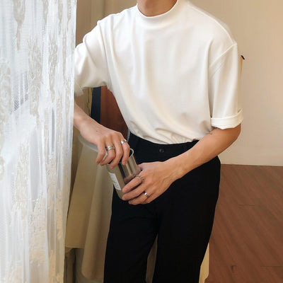 Nine Essential Mock T-Shirt-korean-fashion-T-Shirt-Nine's Closet-OH Garments