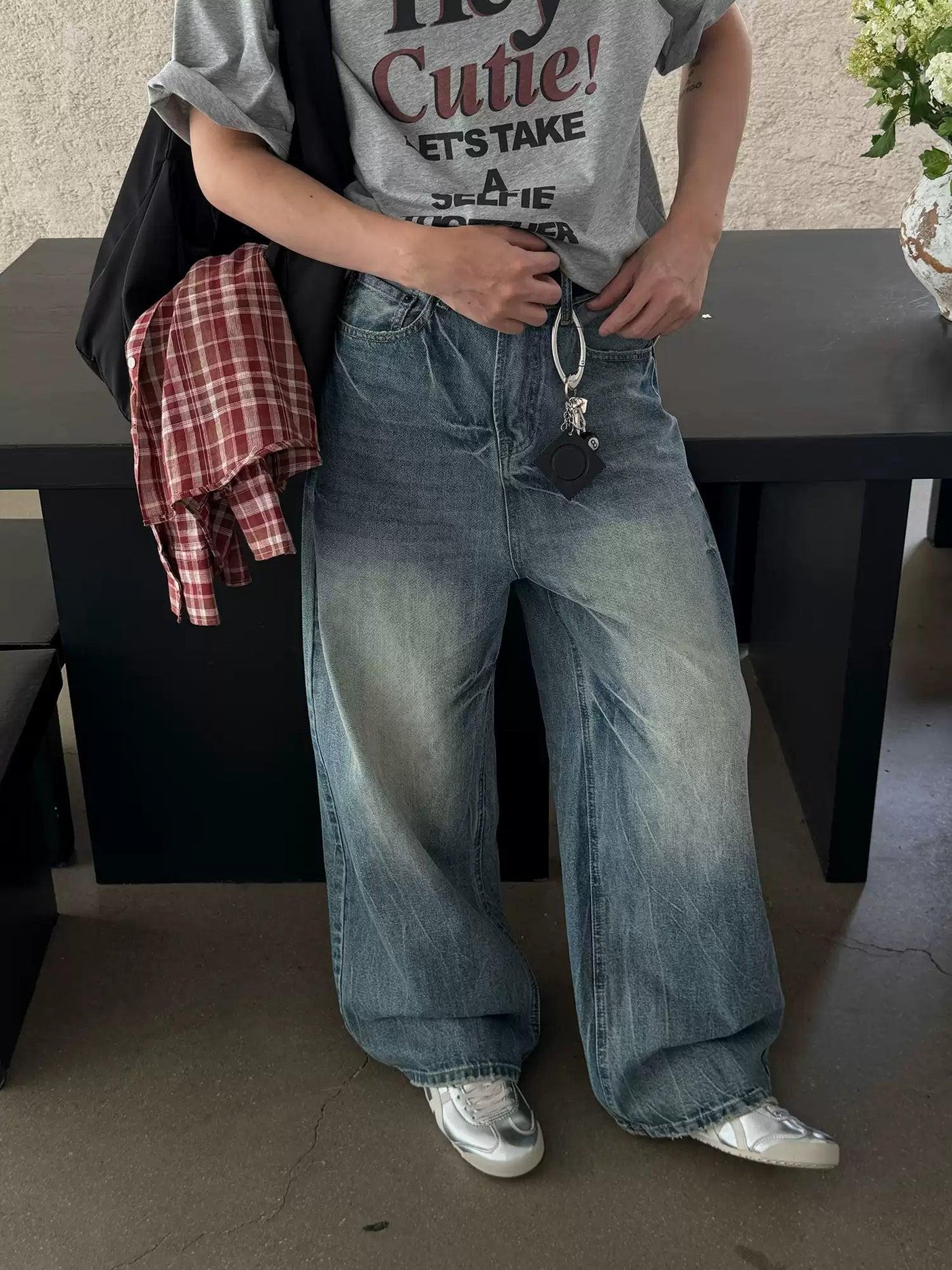Nine Fade Highlight Wide Jeans-korean-fashion-Jeans-Nine's Closet-OH Garments