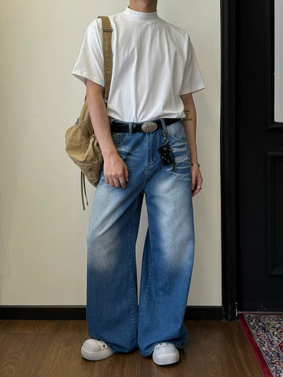 Nine Fade Spots Whiskers Jeans-korean-fashion-Jeans-Nine's Closet-OH Garments