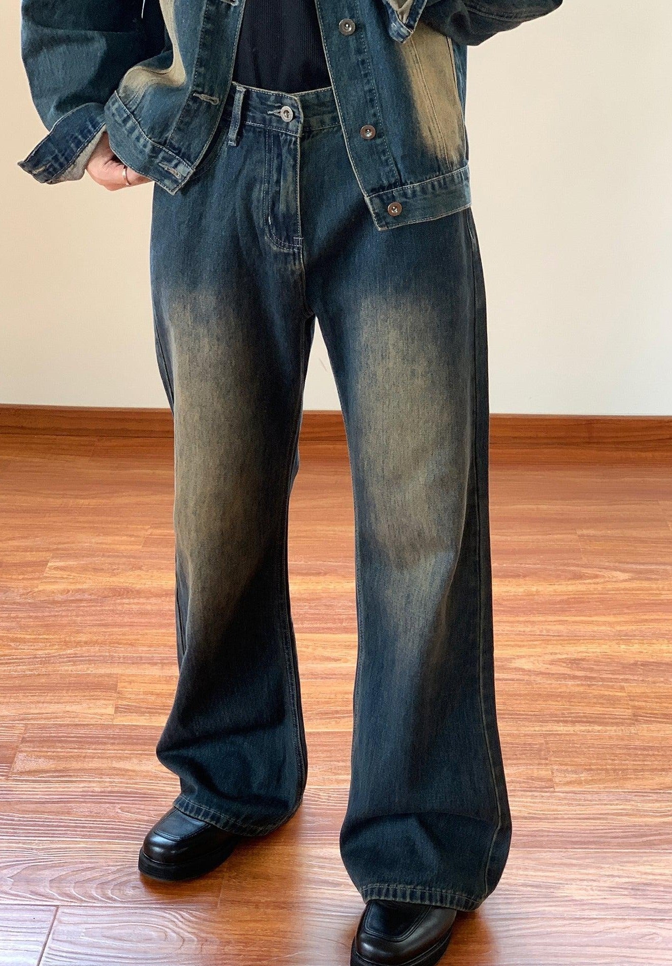 Nine Faded Area Regular Fit Jeans-korean-fashion-Jeans-Nine's Closet-OH Garments