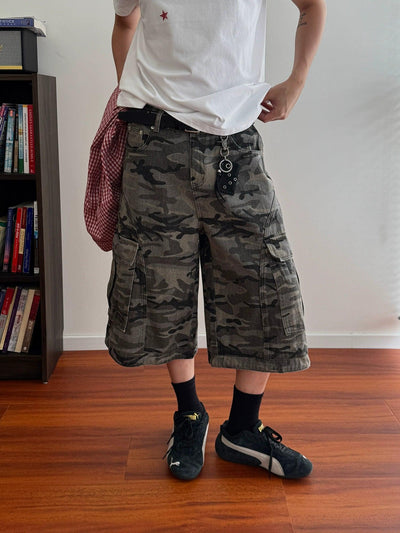 Nine Faded Camouflage Cargo Shorts-korean-fashion-Shorts-Nine's Closet-OH Garments