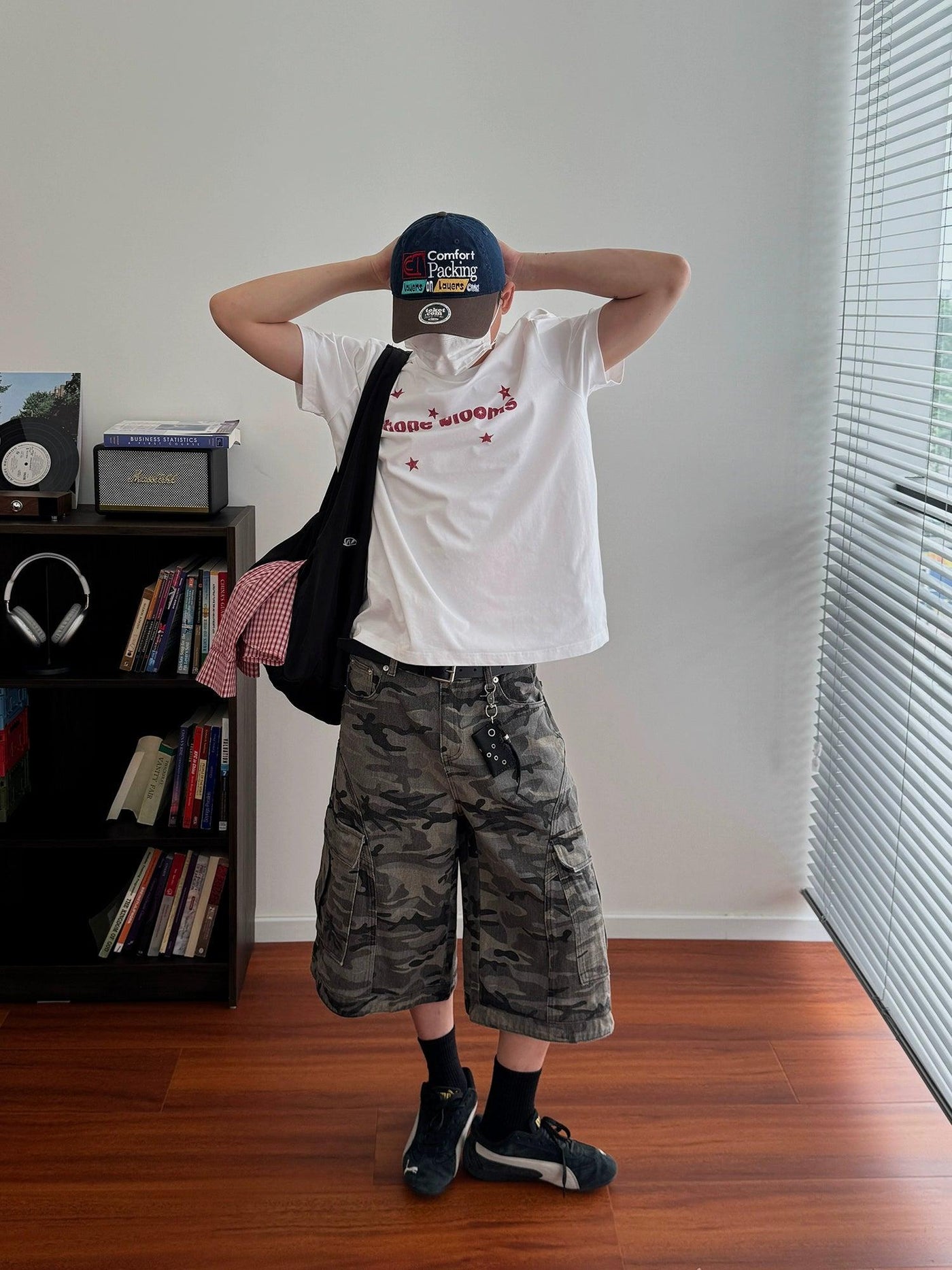 Nine Faded Camouflage Cargo Shorts-korean-fashion-Shorts-Nine's Closet-OH Garments