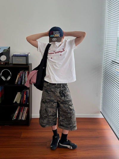 Nine Faded Camouflage Cargo Shorts-korean-fashion-Shorts-Nine's Closet-OH Garments