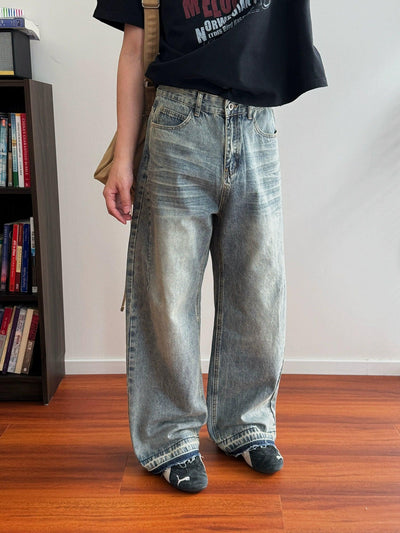 Nine Faded Distressed Edge Jeans-korean-fashion-Jeans-Nine's Closet-OH Garments
