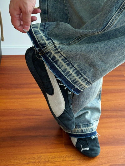 Nine Faded Distressed Edge Jeans-korean-fashion-Jeans-Nine's Closet-OH Garments