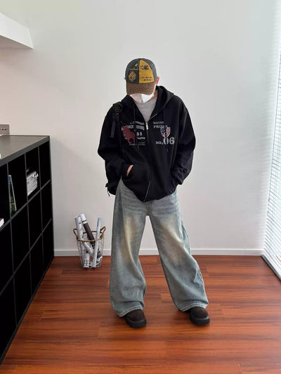 Nine Faded Effect Loose Fit Jeans-korean-fashion-Jeans-Nine's Closet-OH Garments