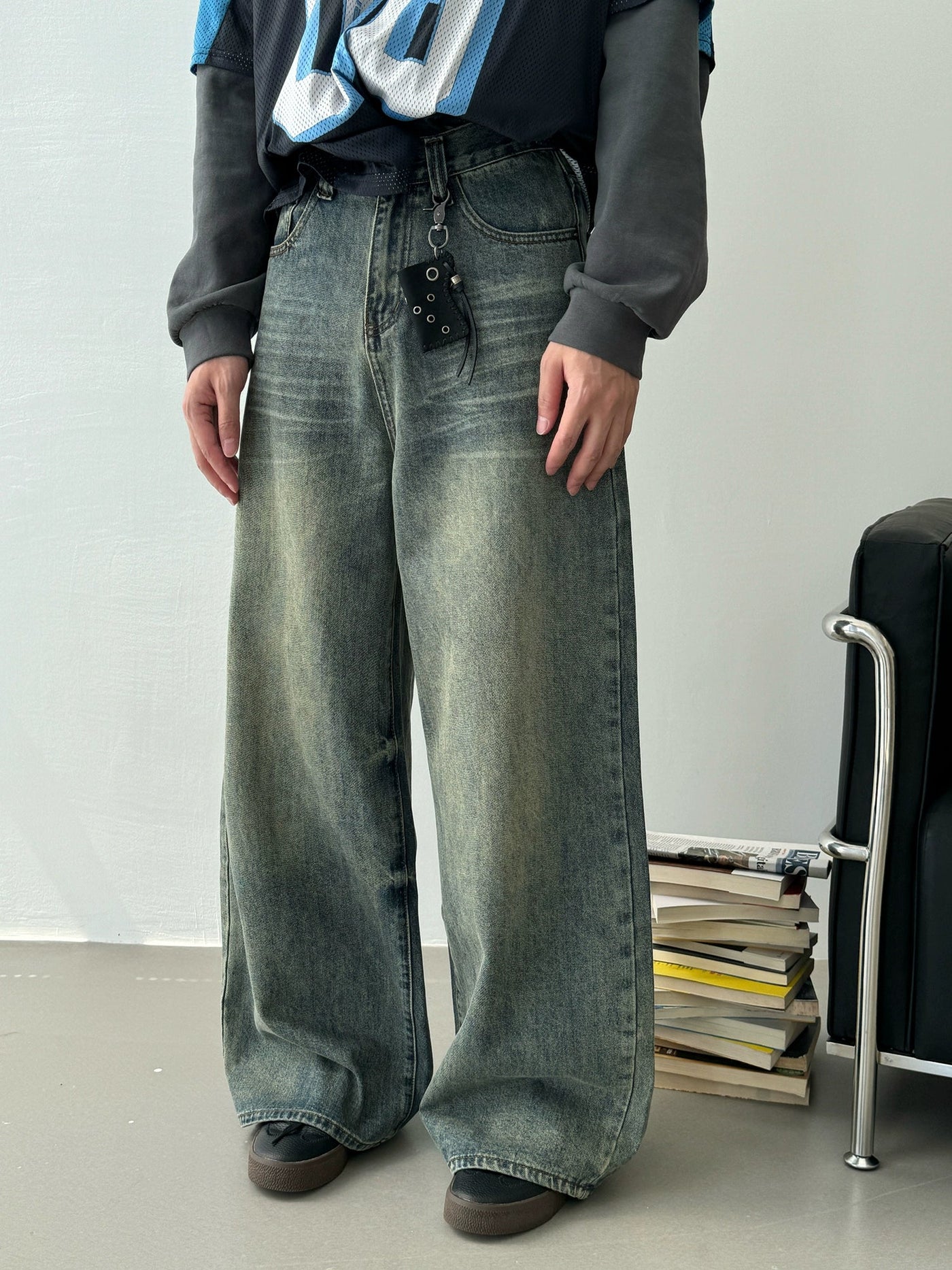 Nine Faded Loose Fit Jeans-korean-fashion-Jeans-Nine's Closet-OH Garments