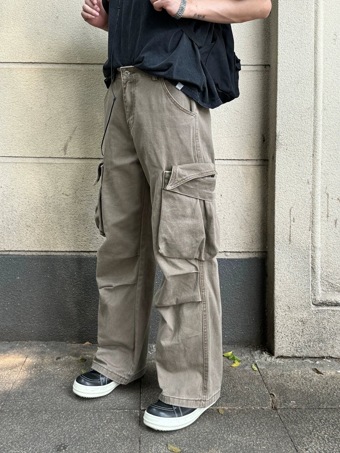 Nine Faded Oversized Pocket Cargo Pants-korean-fashion-Pants-Nine's Closet-OH Garments