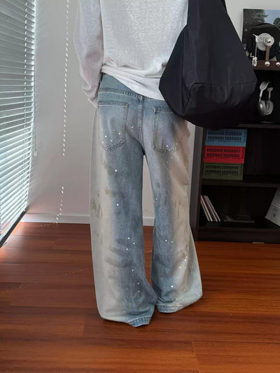 Nine Faded Paint Smudged Jeans-korean-fashion-Jeans-Nine's Closet-OH Garments