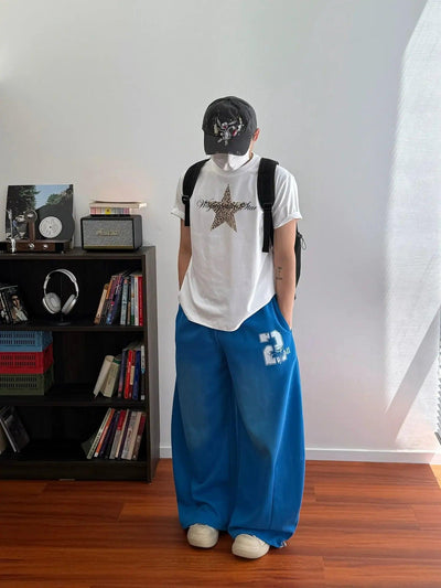 Nine Faded Print Wide Leg Sweatpants-korean-fashion-Pants-Nine's Closet-OH Garments