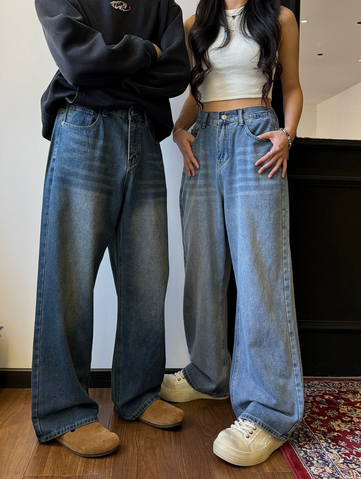 Nine Faded Straight Jeans-korean-fashion-Jeans-Nine's Closet-OH Garments