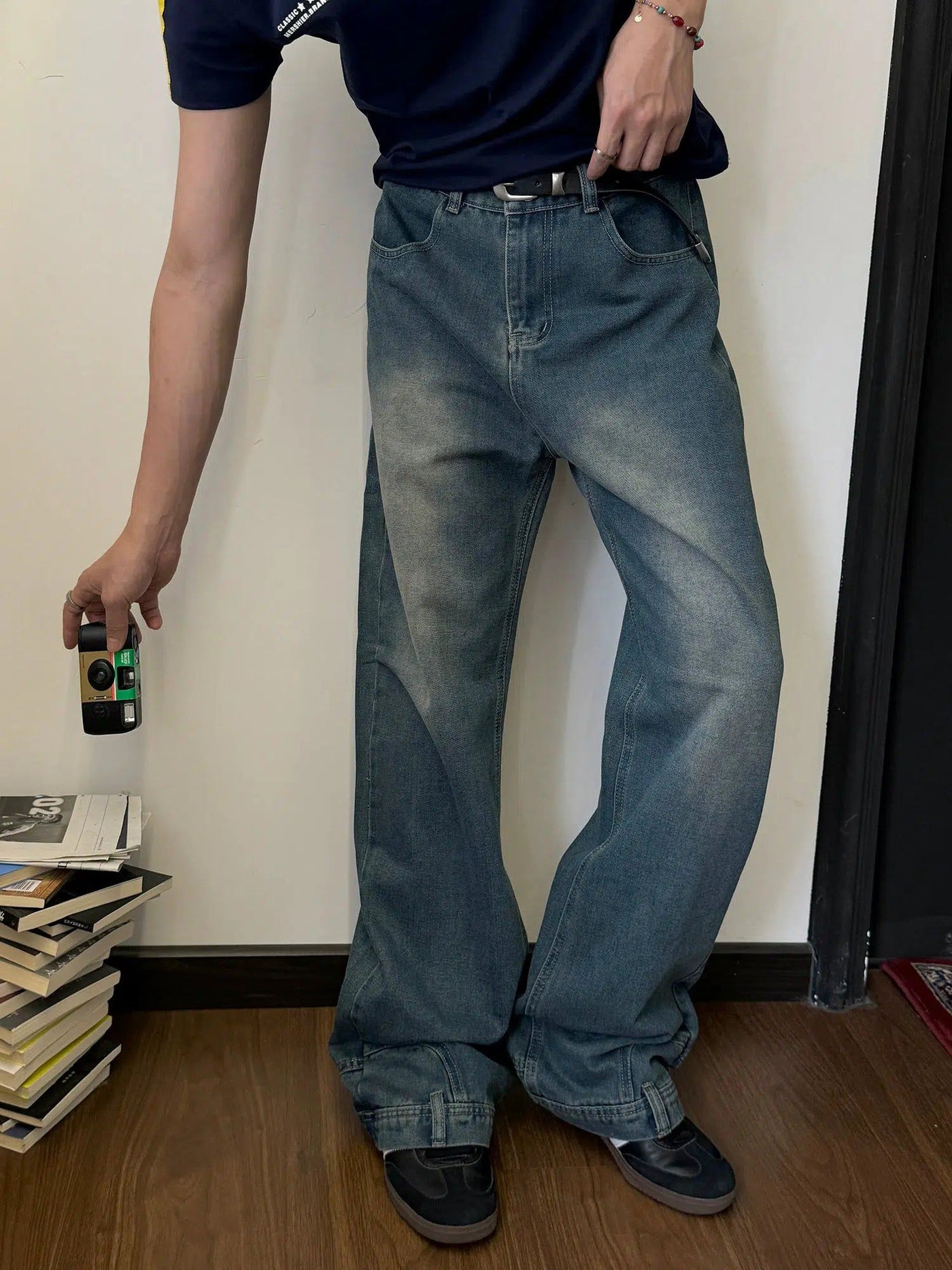Nine Faded Upside-Down Jeans-korean-fashion-Jeans-Nine's Closet-OH Garments