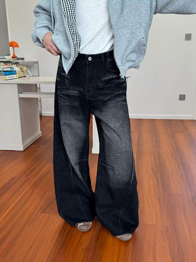 Nine Faded Washed Seam Detail Jeans-korean-fashion-Jeans-Nine's Closet-OH Garments