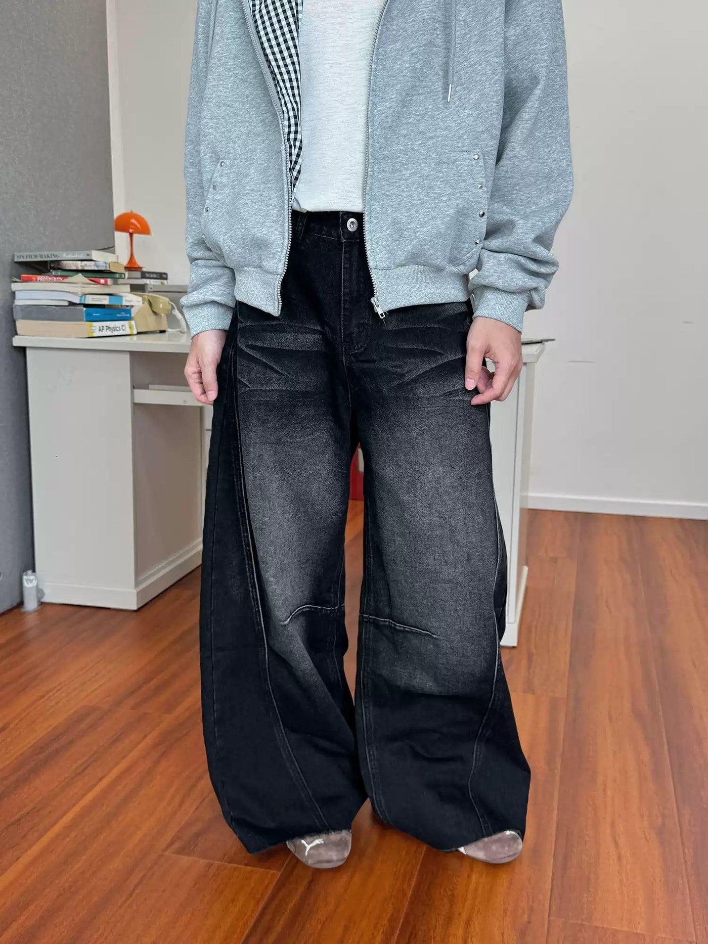 Nine Faded Washed Seam Detail Jeans-korean-fashion-Jeans-Nine's Closet-OH Garments