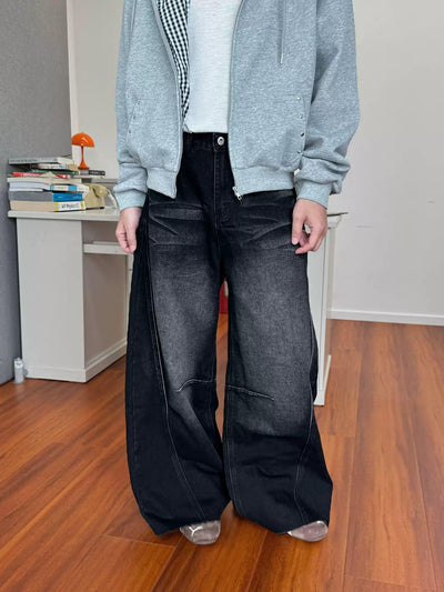 Nine Faded Washed Seam Detail Jeans-korean-fashion-Jeans-Nine's Closet-OH Garments