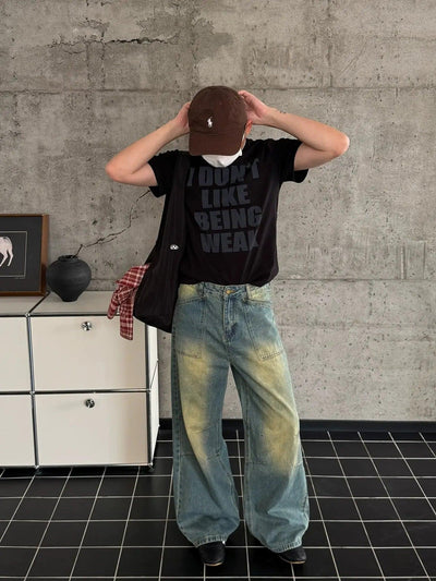 Nine Faded & Washed Wide Fit Jeans-korean-fashion-Jeans-Nine's Closet-OH Garments
