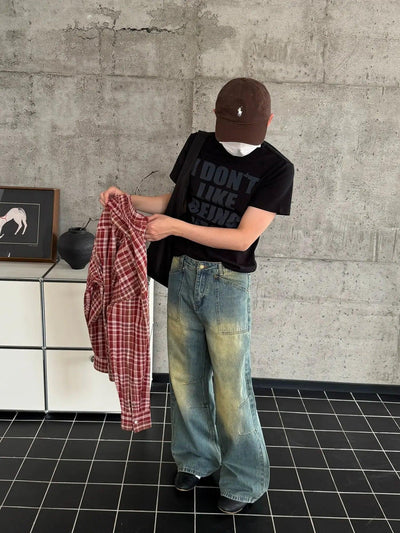 Nine Faded & Washed Wide Fit Jeans-korean-fashion-Jeans-Nine's Closet-OH Garments