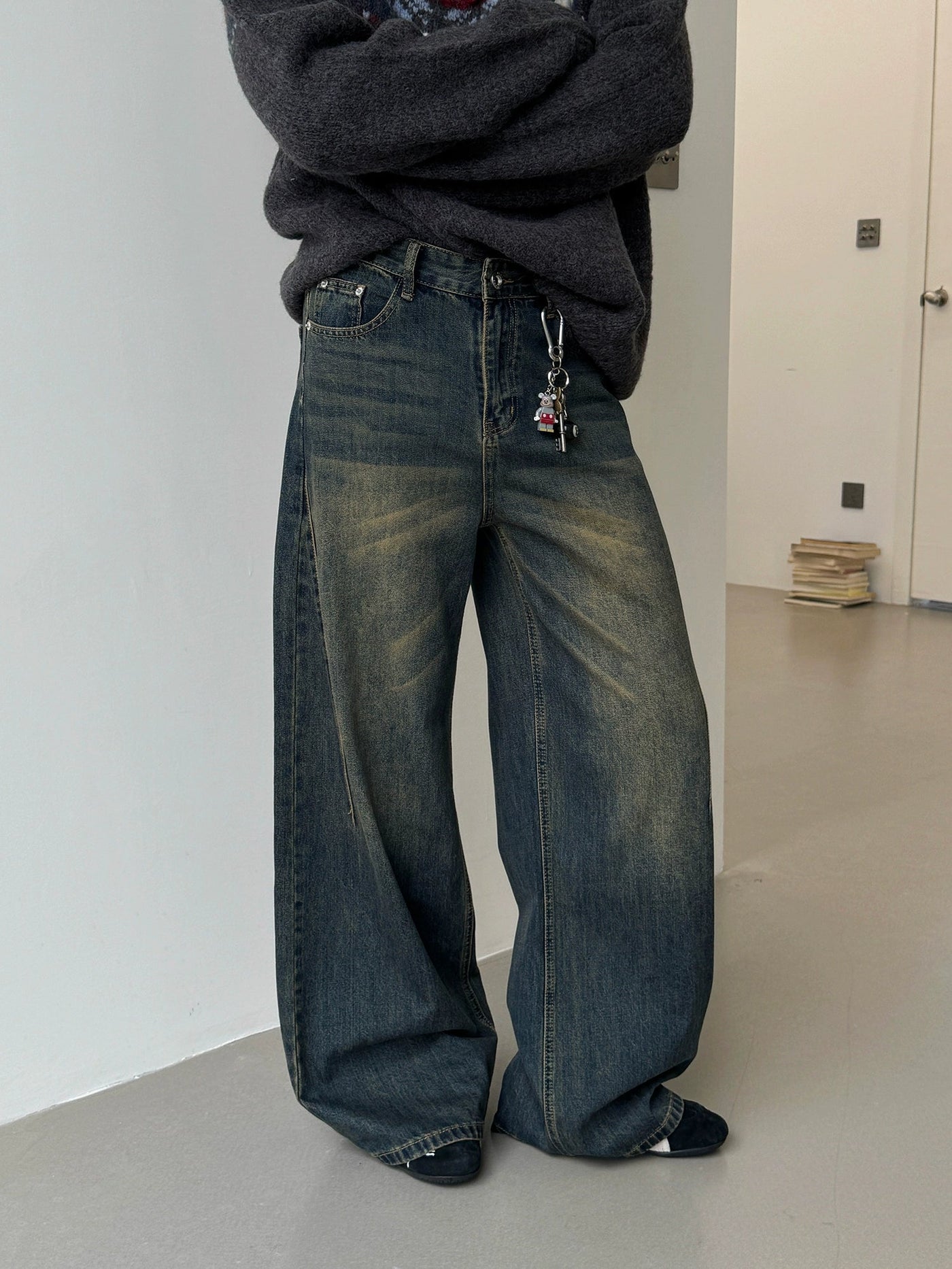 Nine Faded Wide Leg Jeans-korean-fashion-Jeans-Nine's Closet-OH Garments