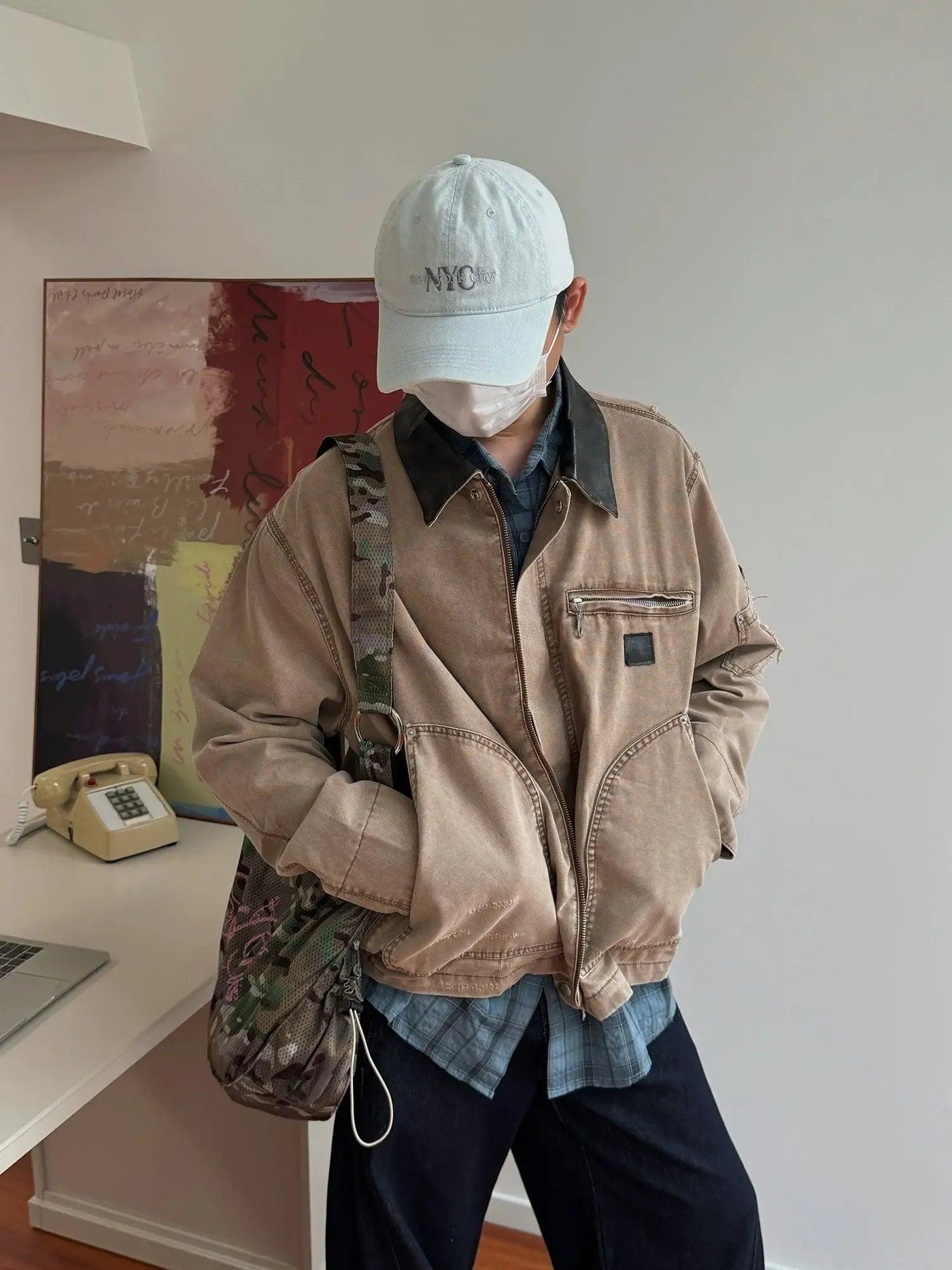 Nine Faux Leather Collar Denim Jacket-korean-fashion-Jacket-Nine's Closet-OH Garments