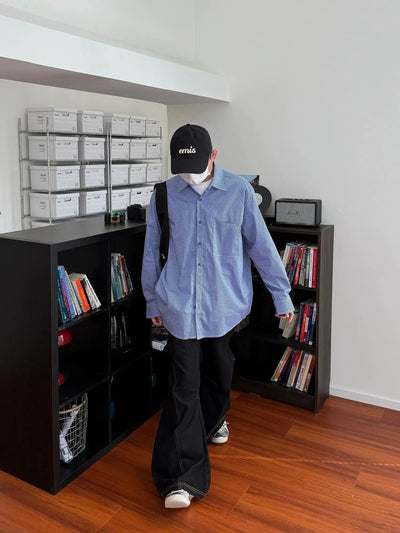 Nine Fine Check Roll-Neck Shirt-korean-fashion-Shirt-Nine's Closet-OH Garments