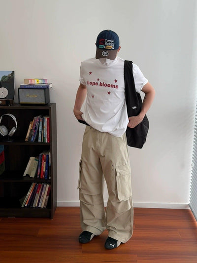 Nine Flap Side Pocket Pleated Cargo Pants-korean-fashion-Pants-Nine's Closet-OH Garments