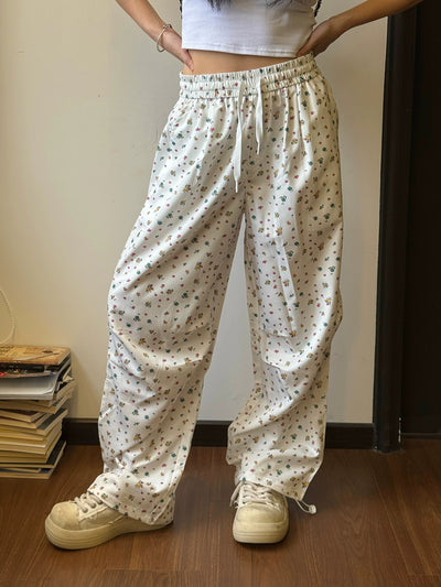 Nine Flower Print Comfy Pants-korean-fashion-Pants-Nine's Closet-OH Garments