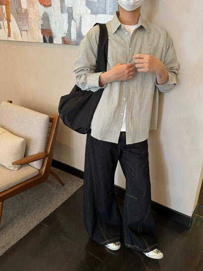 Nine Foam Plaid Shirt-korean-fashion-Shirt-Nine's Closet-OH Garments