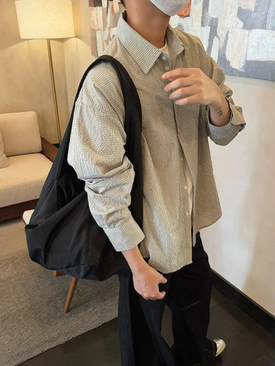 Nine Foam Plaid Shirt-korean-fashion-Shirt-Nine's Closet-OH Garments