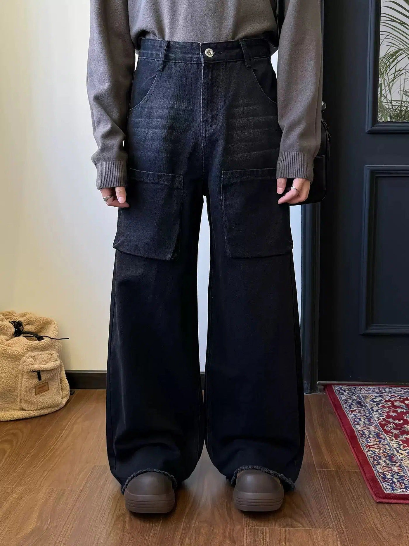 Nine Fringed Front Pocket Jeans-korean-fashion-Jeans-Nine's Closet-OH Garments