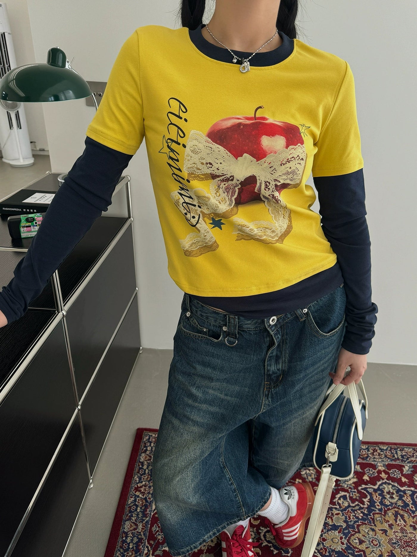 Nine Fruit Graphic Two-Piece Long Sleeve T-Shirt-korean-fashion-T-Shirt-Nine's Closet-OH Garments