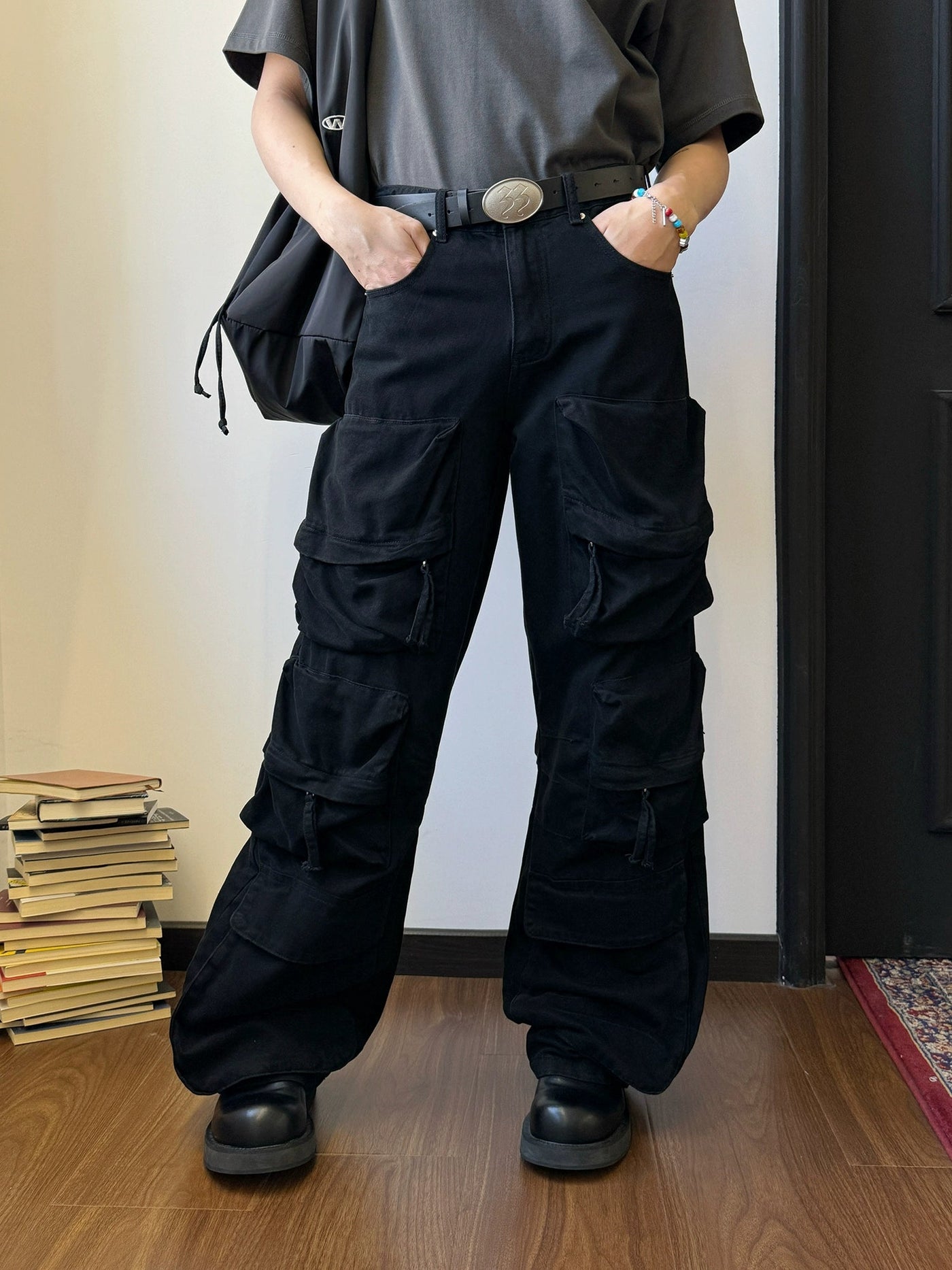 Nine Functional Pockets Cargo Pants-korean-fashion-Pants-Nine's Closet-OH Garments