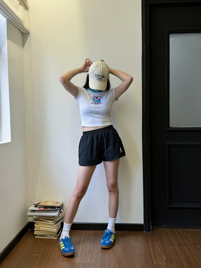 Nine Gartered Sporty Nylon Shorts-korean-fashion-Shorts-Nine's Closet-OH Garments