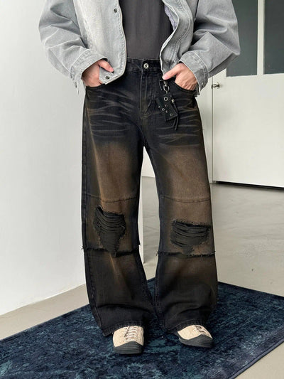 Nine Gradient Distressed Loose Jeans-korean-fashion-Jeans-Nine's Closet-OH Garments