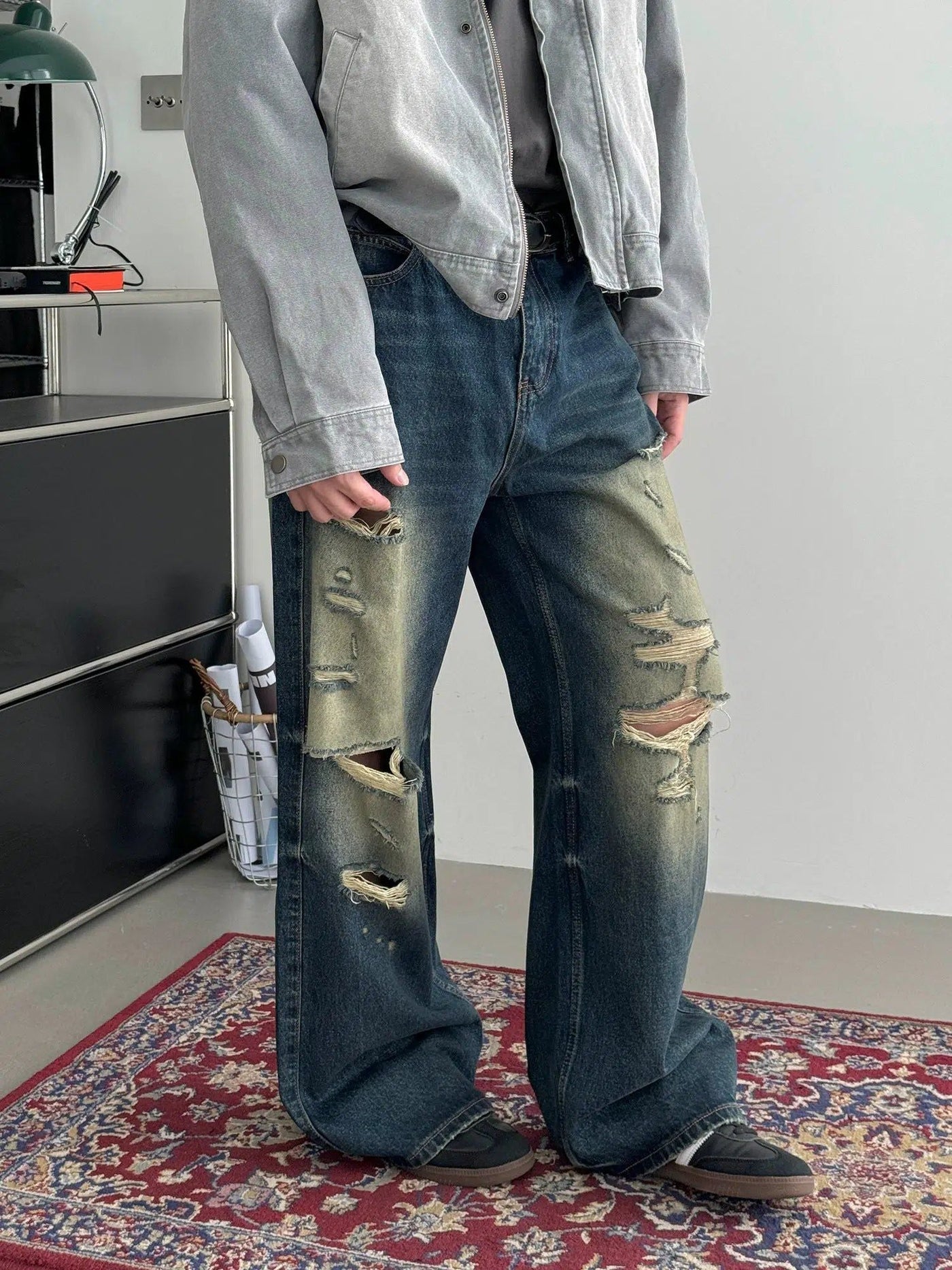 Nine Gradient Fade Ripped Jeans-korean-fashion-Jeans-Nine's Closet-OH Garments