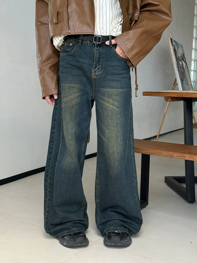 Nine Gradient Wash Wide Jeans-korean-fashion-Jeans-Nine's Closet-OH Garments