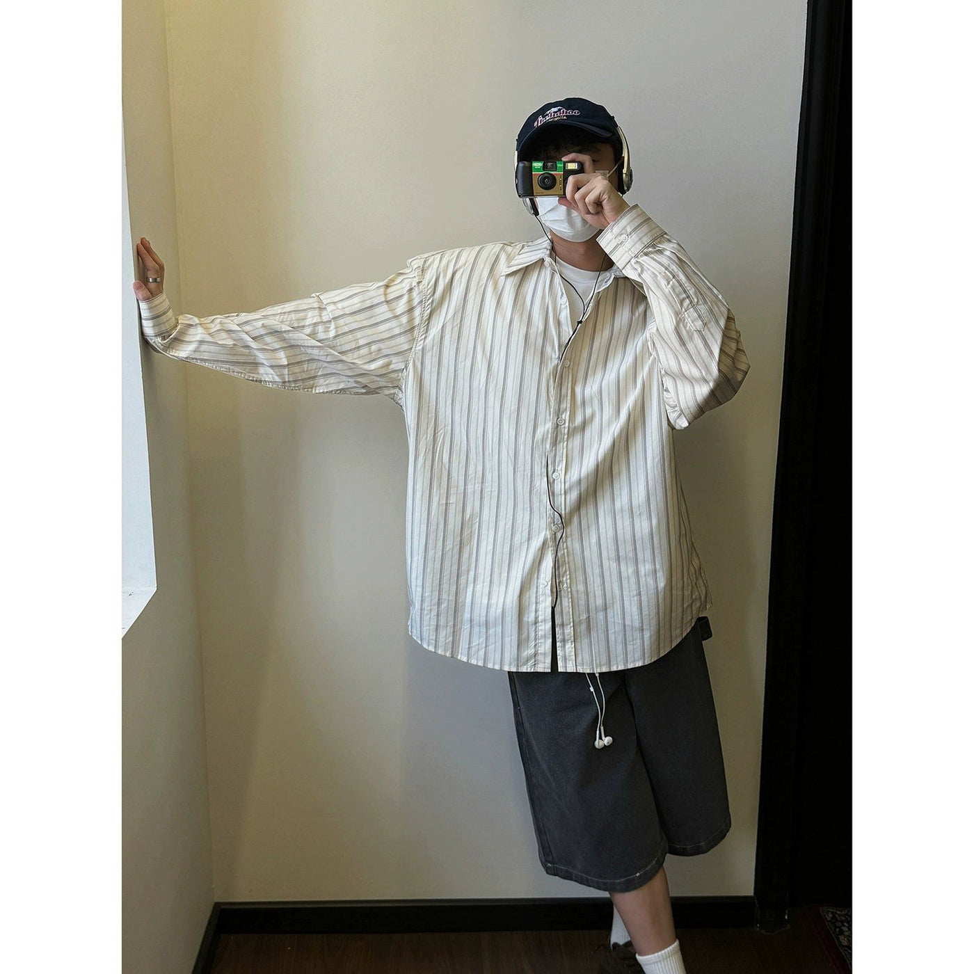 Nine Hairline Stripes Buttoned Shirt-korean-fashion-Shirt-Nine's Closet-OH Garments