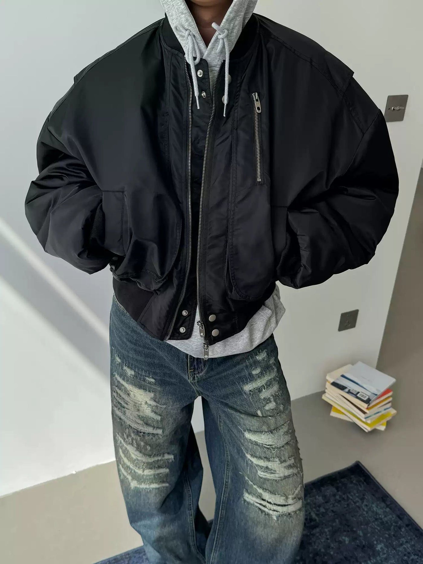 Nine Heavy Padded Bomber Jacket-korean-fashion-Jacket-Nine's Closet-OH Garments