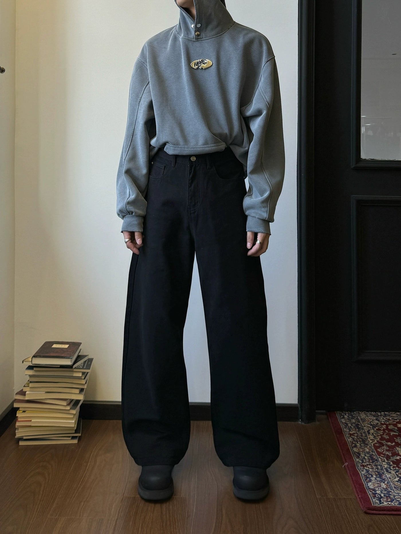 Nine High-Waisted Straight Jeans-korean-fashion-Jeans-Nine's Closet-OH Garments