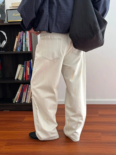 Nine Ink-Splashed Ripped Jeans-korean-fashion-Jeans-Nine's Closet-OH Garments
