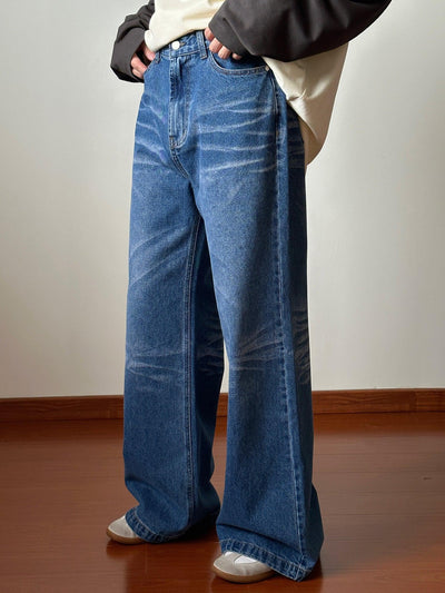 Nine Knee Whiskers Loose Jeans-korean-fashion-Jeans-Nine's Closet-OH Garments