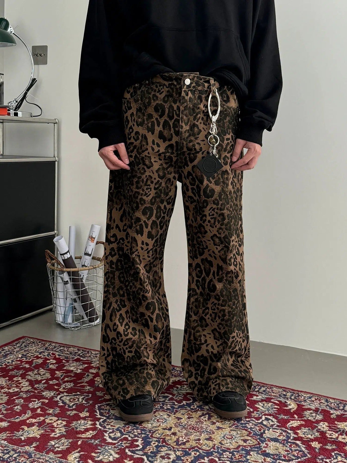 Nine Leopard Pattern Wide Pants-korean-fashion-Pants-Nine's Closet-OH Garments