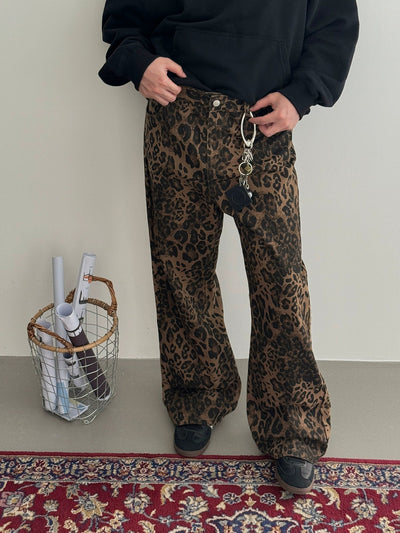 Nine Leopard Pattern Wide Pants-korean-fashion-Pants-Nine's Closet-OH Garments