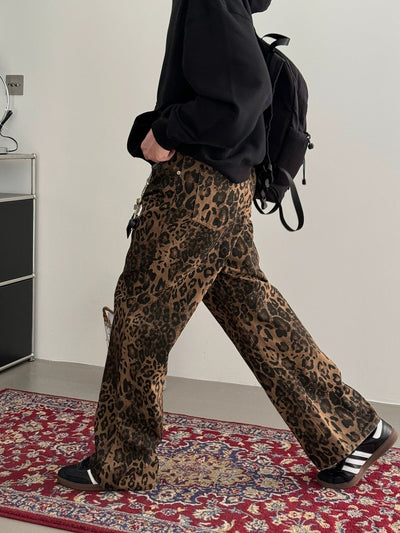 Nine Leopard Pattern Wide Pants-korean-fashion-Pants-Nine's Closet-OH Garments