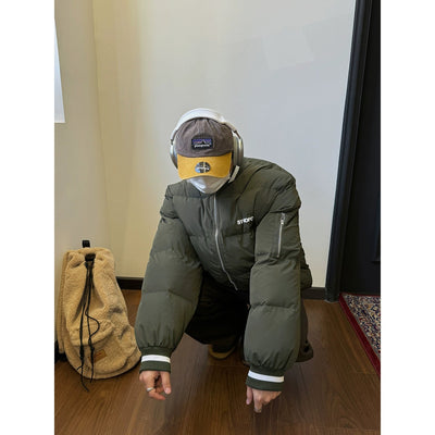 Nine Lettered Ribbed Hem Puffer Jacket-korean-fashion-Jacket-Nine's Closet-OH Garments