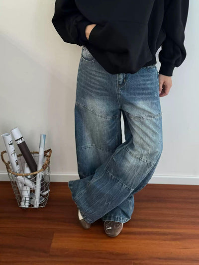 Nine Lightning Faded Wide Jeans-korean-fashion-Jeans-Nine's Closet-OH Garments