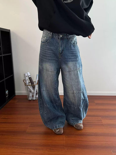 Nine Lightning Faded Wide Jeans-korean-fashion-Jeans-Nine's Closet-OH Garments