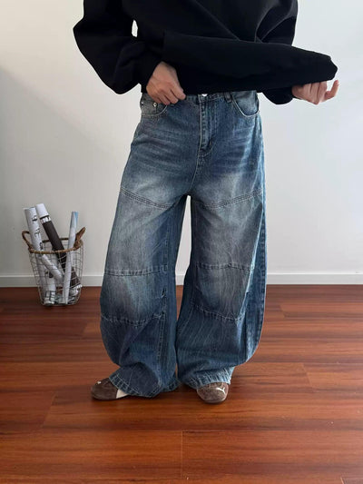 Nine Lightning Faded Wide Jeans-korean-fashion-Jeans-Nine's Closet-OH Garments