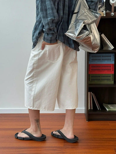 Nine Loose Fit Denim Shorts-korean-fashion-Shorts-Nine's Closet-OH Garments