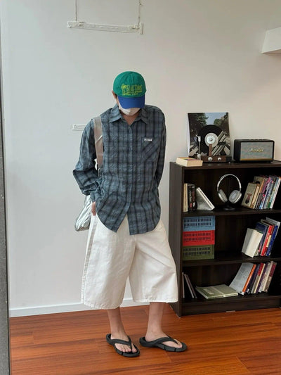 Nine Loose Fit Denim Shorts-korean-fashion-Shorts-Nine's Closet-OH Garments