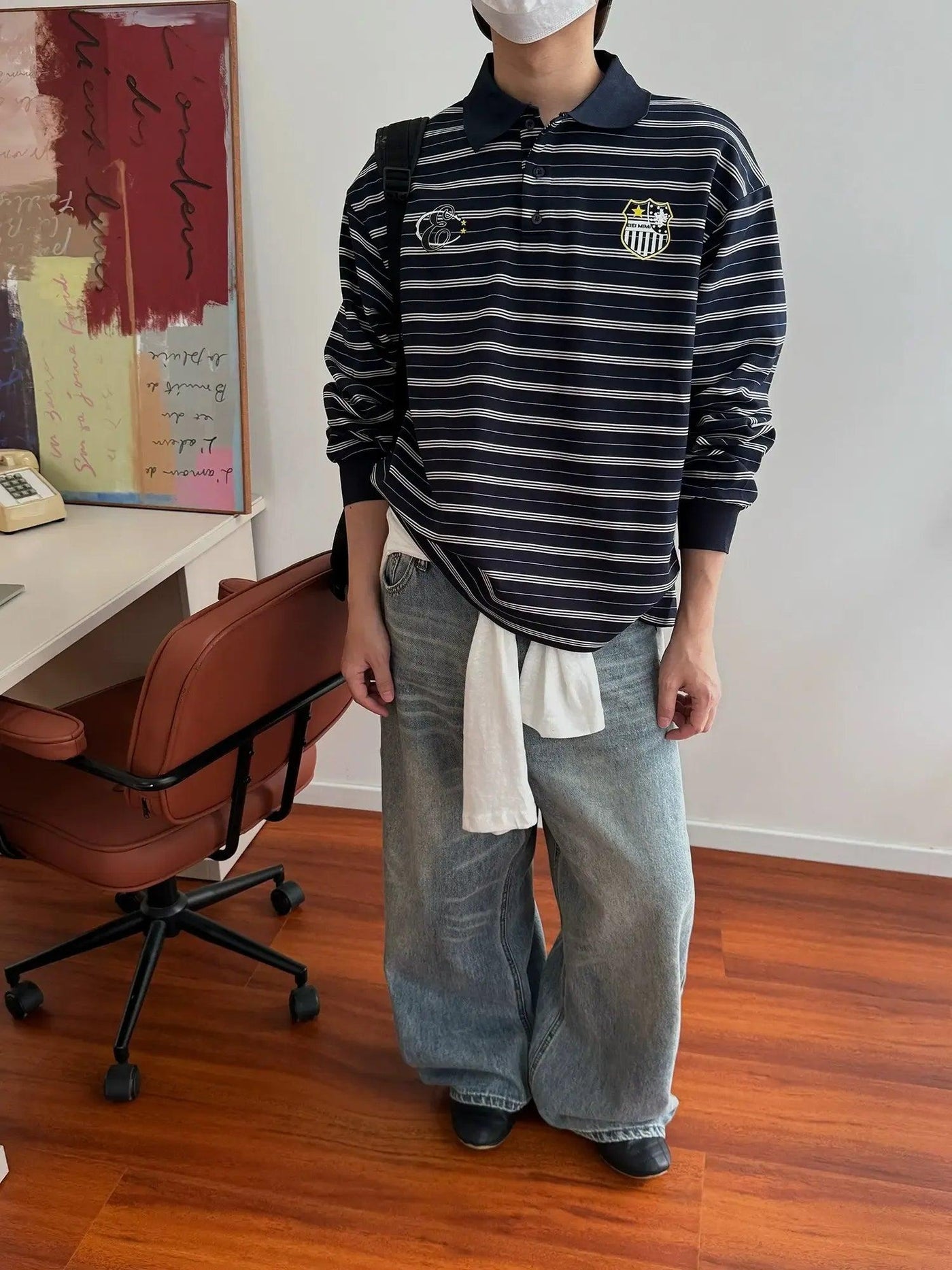 Nine Loose Fit Faded Whiskers Jeans-korean-fashion-Jeans-Nine's Closet-OH Garments